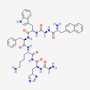 (2S)-6-amino-2-[[(2R)-2-[[(2S)-2-[[(2S)-2-[[(2R)-2-amino-3-naphthalen-2-ylpropanoyl]amino]propanoyl]amino]-3-(1H-indol-3-yl)propanoyl]amino]-3-phenylpropanoyl]amino]-N-[(2S)-2-[[(2S)-2-aminopropanoyl]amino]-3-(4H-imidazol-4-yl)propanoyl]hexanamide