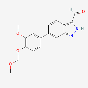 molecular formula C17H16N2O4 B8320432 6-(3-Methoxy-4-methoxymethoxy-phenyl)1H-indazole-3-carbaldehyde 