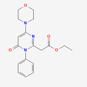 molecular formula C18H21N3O4 B8320506 Ethyl (4-morpholin-4-yl-6-oxo-1-phenyl-1,6-dihydropyrimidin-2-yl)acetate 