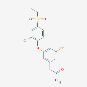 molecular formula C16H14BrClO5S B8320530 {3-Bromo-5-[2-chloro-4-(ethylsulfonyl)phenoxy]phenyl}acetic acid 