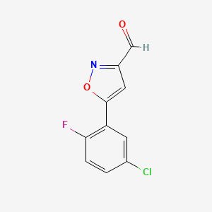 molecular formula C10H5ClFNO2 B8320558 5-(5-Chloro-2-fluorophenyl)isoxazole-3-carbaldehyde 