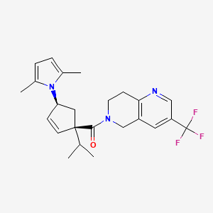 molecular formula C24H28F3N3O B8320672 6-{[(1S,4S)-4-(2,5-dimethyl-1H-pyrrol-1-yl)-1-isopropylcyclopent-2-en-1-yl]carbonyl}-3-(trifluoromethyl)-5,6,7,8-tetrahydro-1,6-naphthyridine 