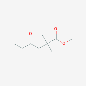 molecular formula C9H16O3 B8320885 Methyl 2,2-dimethyl-4-oxohexanoate 