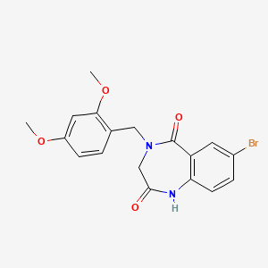 molecular formula C18H17BrN2O4 B8321024 7-Bromo-4-(2,4-dimethoxybenzyl)-3,4-dihydro-1H-benzo[e][1,4]diazepine-2,5-dione 