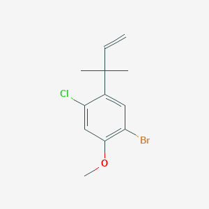 molecular formula C12H14BrClO B8321438 1-Bromo-4-chloro-5-(1,1-dimethyl-allyl)-2-methoxy-benzene 