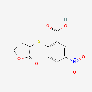 molecular formula C11H9NO6S B8321479 5-Nitro-2-(2-oxooxolan-3-yl)sulfanylbenzoic acid 