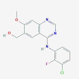 molecular formula C16H13ClFN3O2 B8321521 {4-[(3-Chloro-2-fluorophenyl)amino]-7-methoxyquinazolin-6-yl}methanol 