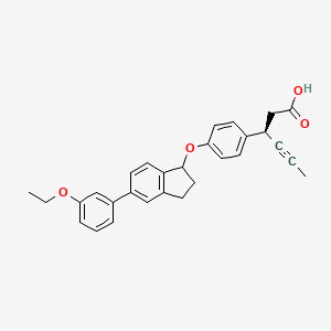 molecular formula C29H28O4 B8321638 (3R)-3-(4-((5-(3-Ethoxyphenyl)-2,3-dihydro-1H-inden-1-yl)oxy)phenyl)hex-4-ynoic acid 