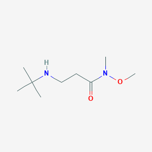 molecular formula C9H20N2O2 B8321652 3-(t-Butyl-amino)-N-methoxy-N-methyl-propanamide 