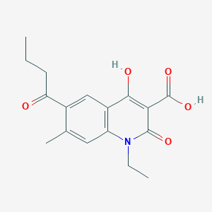 molecular formula C17H19NO5 B8321695 3-Quinolinecarboxylic acid, 1-ethyl-1,2-dihydro-4-hydroxy-7-methyl-2-oxo-6-(1-oxobutyl)- 