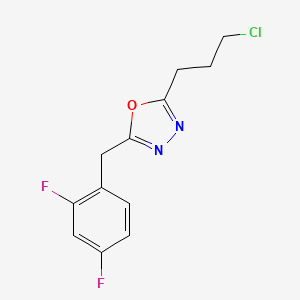 molecular formula C12H11ClF2N2O B8321852 2-(3-Chloropropyl)-5-[(2,4-difluorophenyl)methyl]-1,3,4-oxadiazole 