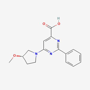 molecular formula C16H17N3O3 B8321911 (S)-6-(3-Methoxypyrrolidin-1-yl)-2-phenylpyrimidine-4-carboxylic acid CAS No. 1159501-69-5