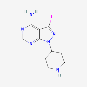 molecular formula C10H13IN6 B8322176 3-Iodo-1-(piperidin-4-yl)-1H-pyrazolo[3,4-d]pyrimidin-4-amine 