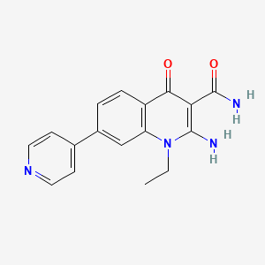 molecular formula C17H16N4O2 B8322220 2-Amino-1-ethyl-4-oxo-7-(4-pyridyl)quinoline-3-carboxamide 