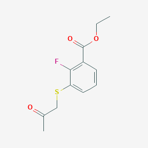 molecular formula C12H13FO3S B8322377 2-Fluoro-3-(2-oxo-propylsulfanyl)-benzoic acid ethyl ester 