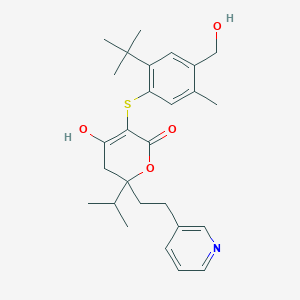 3-(2-tert-Butyl-4-hydroxymethyl-5-methyl-phenylsulfanyl)4-hydroxy-6-isopropyl-6-(2-pyridin-3-yl-ethyl)-5,6-dihydro-pyran-2-one