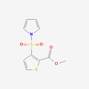 molecular formula C10H9NO4S2 B8322587 N-(2-carbomethoxythiophene-3-sulfonyl)pyrrole 