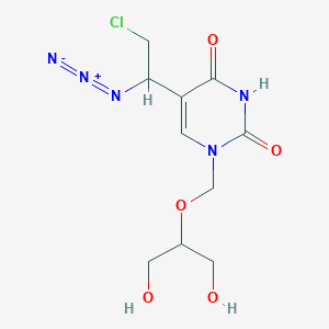 molecular formula C10H14ClN5O5 B8322653 1-[1-(Hydroxymethyl)-2-hydroxyethoxymethyl]-5-(1-azido-2-chloroethyl)uracil 