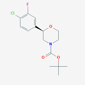 molecular formula C15H19ClFNO3 B8322686 (R)-tert-butyl 2-(4-chloro-3-fluorophenyl)morpholine-4-carboxylate 