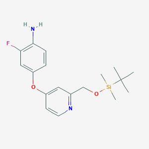 molecular formula C18H25FN2O2Si B8322698 4-(2-((Tert-butyldimethylsilyloxy)methyl)pyridin-4-yloxy)-2-fluorobenzenamine 