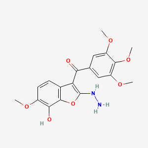 molecular formula C19H20N2O7 B8322719 2-Hydrazino-7-hydroxy-6-methoxy-3-(3,4,5-trimethoxybenzoyl)-benzofuran 