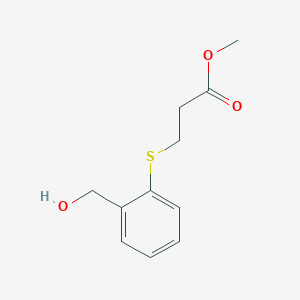 molecular formula C11H14O3S B8322727 Methyl 3-(2-hydroxymethylphenylthio)propionate 