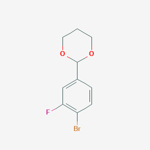 molecular formula C10H10BrFO2 B8322768 2-(4-Bromo-3-fluorophenyl)-1,3-dioxane 