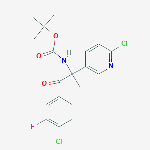 molecular formula C19H19Cl2FN2O3 B8322858 Tert-butyl [2-(4-chloro-3-fluorophenyl)-1-(6-chloropyridin-3-yl)-1-methyl-2-oxoethyl]carbamate 