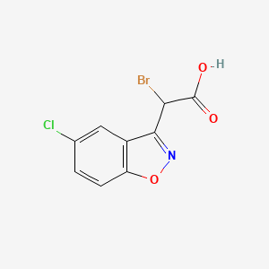 molecular formula C9H5BrClNO3 B8322886 alpha-Bromo-5-chloro-1,2-benzisoxazole-3-acetic acid 