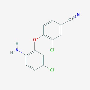 molecular formula C13H8Cl2N2O B8322940 4-(2-Amino-5-chlorophenoxy)-3-chloro-benzonitrile 