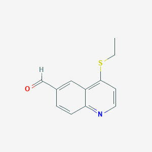 molecular formula C12H11NOS B8322948 4-Ethylsulfanyl-quinoline-6-carbaldehyde 