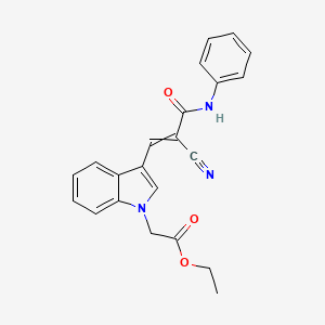 molecular formula C22H19N3O3 B8322971 Ethyl[3-(2-cyano-2-phenylcarbamoyl-vinyl)-indol-1-yl]-acetate 