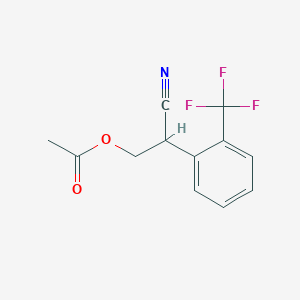 molecular formula C12H10F3NO2 B8322975 3-Acetoxy-2-(2-(trifluoromethyl)phenyl)propanenitrile 