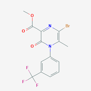 molecular formula C14H10BrF3N2O3 B8323078 Methyl 6-bromo-5-methyl-3-oxo-4-[3-(trifluoromethyl)phenyl]-3,4-dihydropyrazine-2-carboxylate 