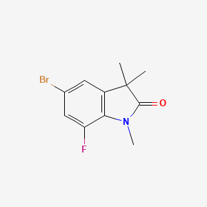 molecular formula C11H11BrFNO B8323375 5-Bromo-7-fluoro-1,3,3-trimethyl-1,3-dihydro-2H-indol-2-one CAS No. 872141-34-9
