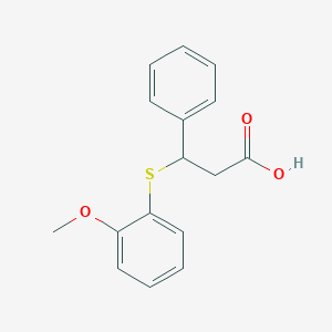 molecular formula C16H16O3S B8323533 3-Phenyl-3-(2-methoxyphenylmercapto)propionic acid 