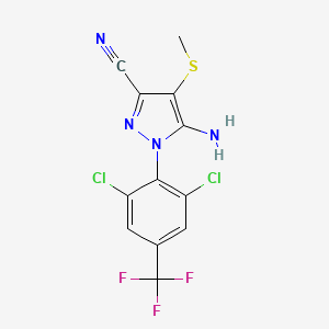 molecular formula C12H7Cl2F3N4S B8323692 5-Amino-1-(2,6-dichloro-4-trifluoromethylphenyl)-3-cyano-4-methylthiopyrazole 