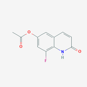 molecular formula C11H8FNO3 B8323693 8-Fluoro-2-hydroxyquinolin-6-yl acetate 