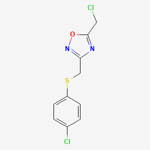 molecular formula C10H8Cl2N2OS B8323705 5-Chloromethyl-3-(4-chlorophenylthiomethyl)-1,2,4-oxadiazole 