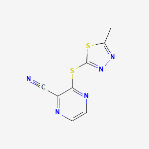 molecular formula C8H5N5S2 B8323853 3-(5-Methyl-1,3,4-thiadiazol-2-ylthio)pyrazine-2-carbonitrile 