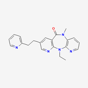 molecular formula C21H21N5O B8323955 2-Ethyl-9-methyl-13-[2-(pyridin-2-yl)ethyl]-2,4,9,15-tetraazatricyclo[9.4.0.0^{3,8}]pentadeca-1(11),3,5,7,12,14-hexaen-10-one 