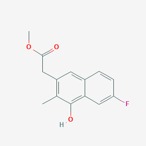 molecular formula C14H13FO3 B8324115 (6-Fluoro-4-hydroxy-3-methyl-naphthalen-2-yl)-acetic acid methyl ester 