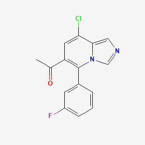 molecular formula C15H10ClFN2O B8324156 1-[8-Chloro-5-(3-fluorophenyl)imidazo[1,5-a]pyridine-6-yl]ethanone 