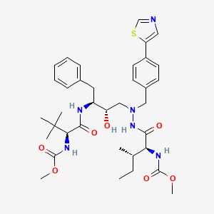 B8324231 2,5,6,10,13-Pentaazatetradecanedioic acid, 12-(1,1-dimethylethyl)-8-hydroxy-3-(1-methylpropyl)-4,11-dioxo-9-(phenylmethyl)-6-((4-(5-thiazolyl)phenyl)methyl)-, dimethyl ester, (3S-(3R*(R*),8R*,9R*,12R*))- CAS No. 198903-89-8