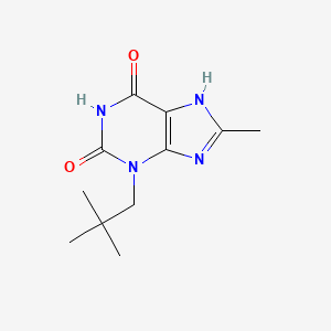 molecular formula C11H16N4O2 B8324255 1H-Purine-2,6-dione, 3,7-dihydro-3-(2,2-dimethylpropyl)-8-methyl- CAS No. 75914-93-1