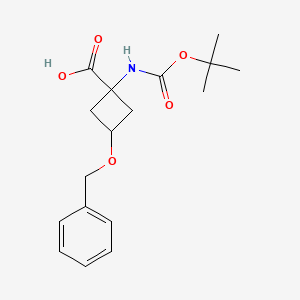 molecular formula C17H23NO5 B8324263 1-Benzyloxy-3-(tert-butoxycarbonylamino)cyclobutane-3-carboxylic acid 
