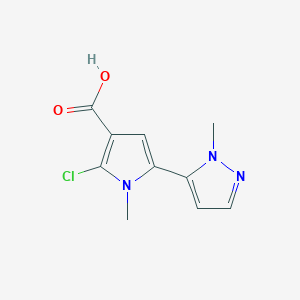 molecular formula C10H10ClN3O2 B8324268 2-chloro-1-methyl-5-(1-methyl-1H-pyrazol-5-yl)-1H-pyrrole-3-carboxylic acid 