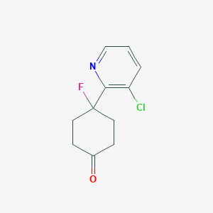 molecular formula C11H11ClFNO B8324302 4-(3-Chloropyridin-2-yl)-4-fluorocyclohexanone 