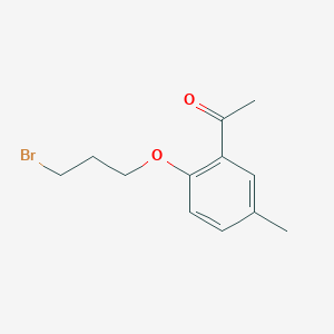 molecular formula C12H15BrO2 B8324336 1-[2-(3-Bromopropoxy)-5-methylphenyl]ethanone 