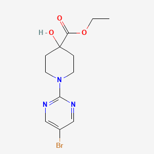 molecular formula C12H16BrN3O3 B8324464 Ethyl 1-(5-bromopyrimidin-2-yl)-4-hydroxypiperidine-4-carboxylate 